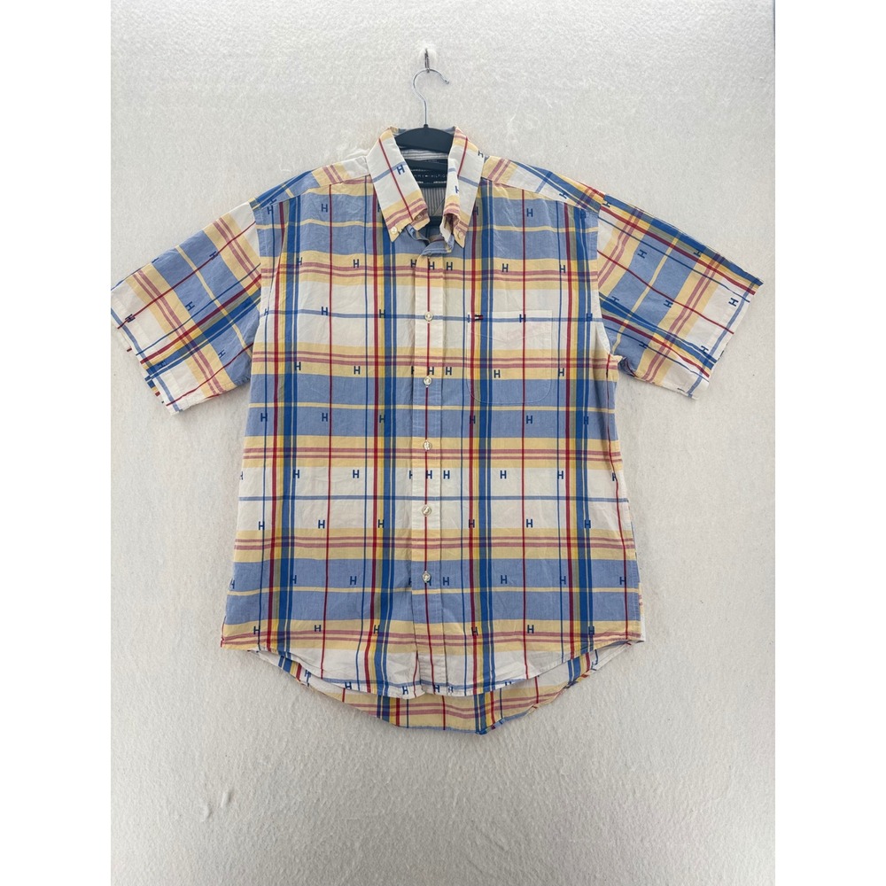 Tommy Hilfiger - VTG Plaid Monogram Button Down - Multi-Color - Medium - Mens